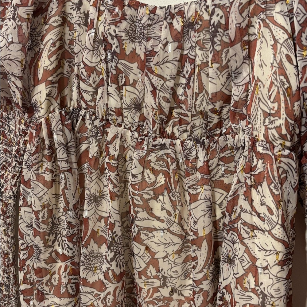 NWOT REVOLVE Coastal Cowgirl Brock Mini Dress in Brown & Ivory Floral - Picture 7 of 13